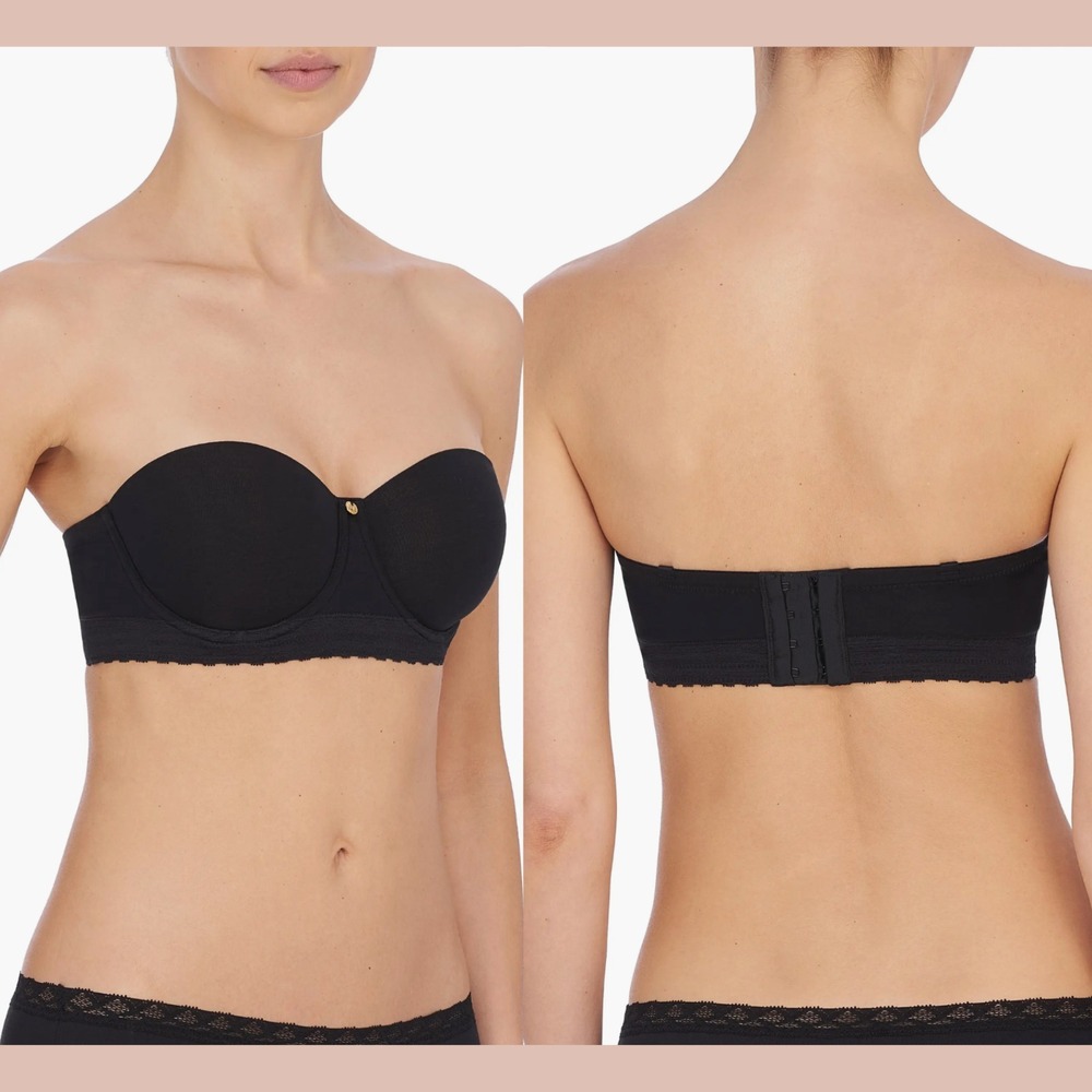 NEW $68 Natori [ 34B US]‎ Truly Smooth Longline Strapless Bra in Black #T2094